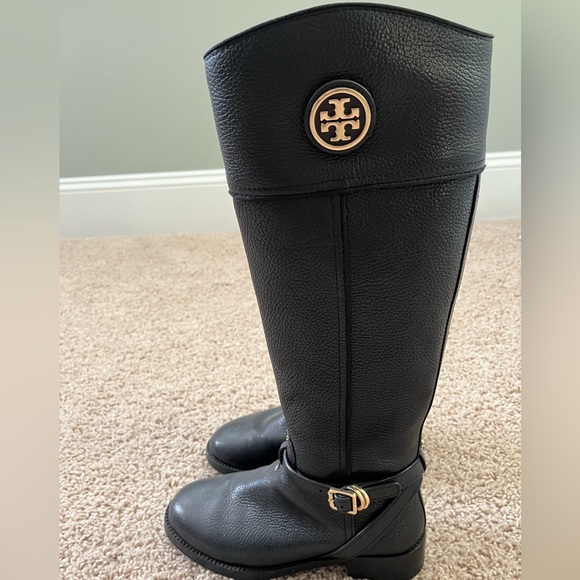 Tory Burch Tall Riding boots in Black leather regular calf size 8M - Picture 2 of 4